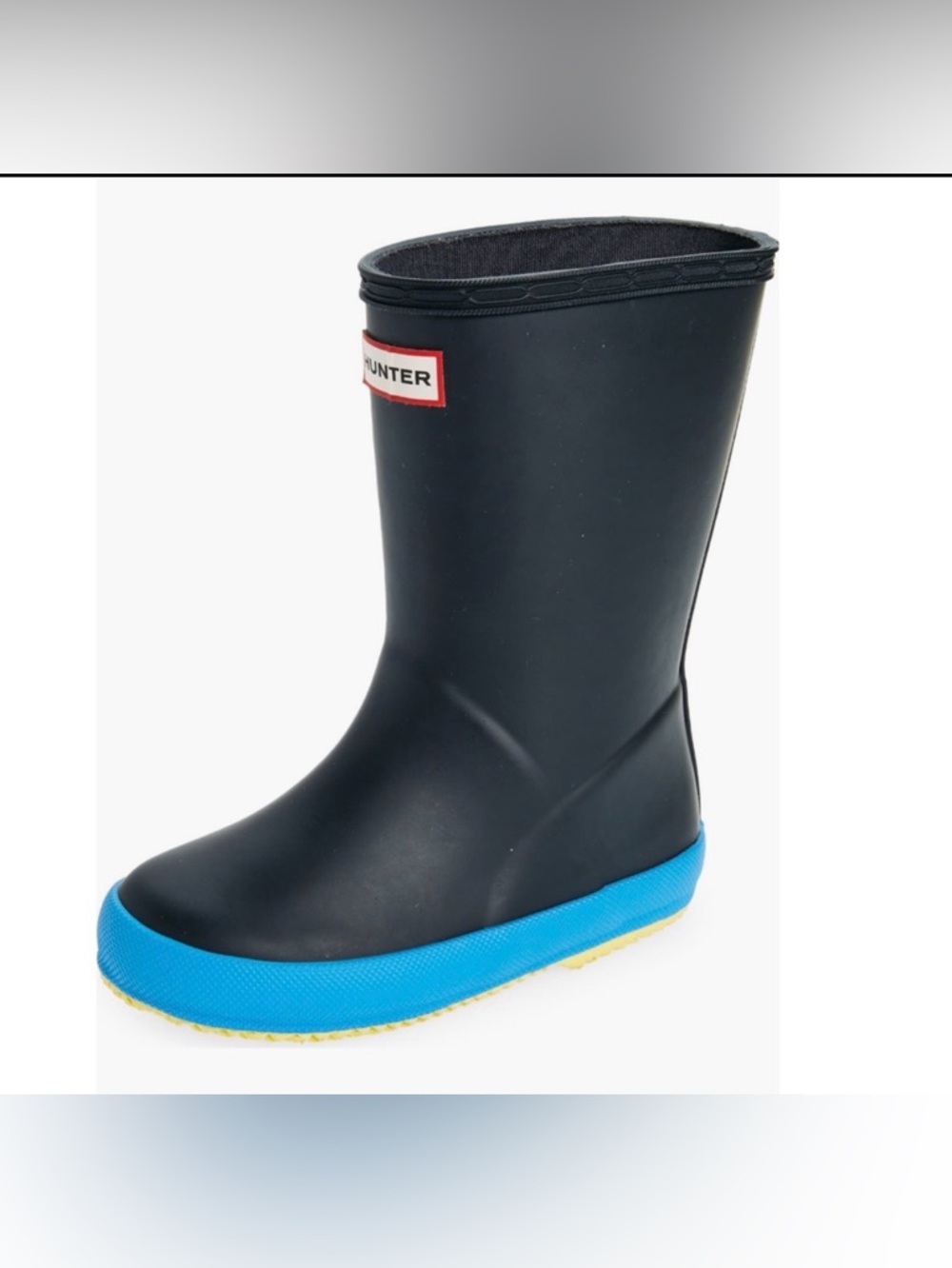 Hunter Kids Black Rain Boots with Blue Trim